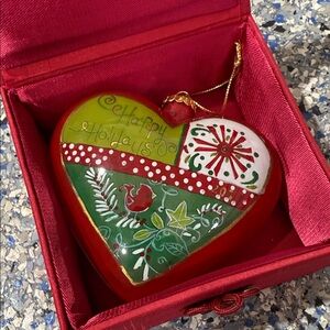 NIB “Li Bien” Hand Painted Mouth Blown Glass Ornament.